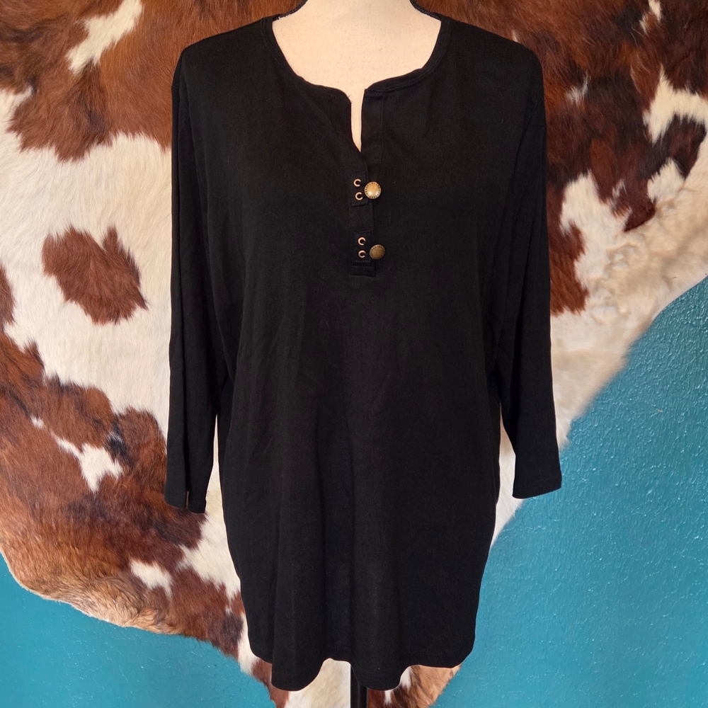 Ralph Lauren Black Tunic with Button Accents